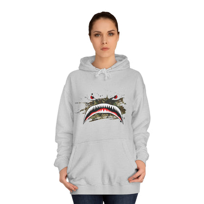 Sharks Teeth Nose Art Distressed Design Unisex College Hoodie - Funky Aviation