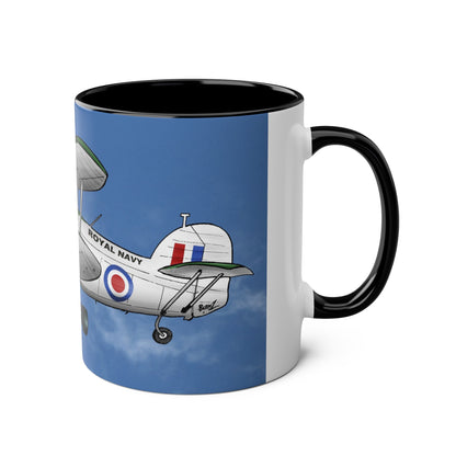 Navy Swordfish Design Two-Tone Coffee Mugs, 11oz - Funky Aviation