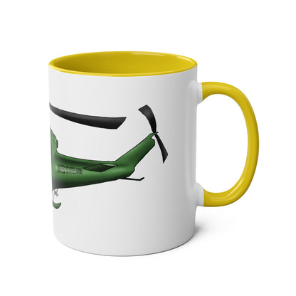 Huey Chopper Two-Tone Coffee Mugs, 11oz - Funky Aviation