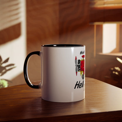Would I Rather be Flying ? Hell Yeah ! Two-Tone Coffee Mugs, 11oz - Funky Aviation