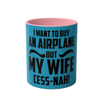 Cess-Nah Slogan Two-Tone Coffee Mugs, 11oz - Funky Aviation