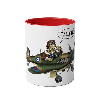 Tally Ho Spitfire Two-Tone Coffee Mugs, 11oz - Funky Aviation
