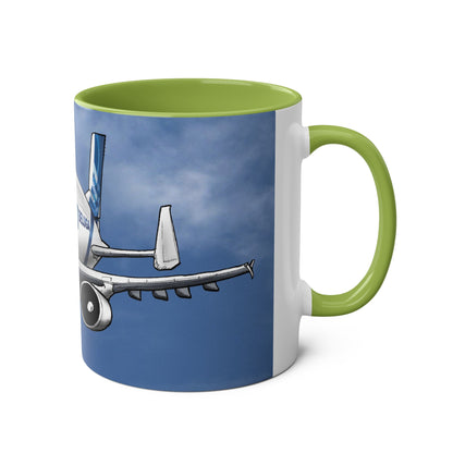 Beluga Airbus Cartoon Two-Tone Coffee Mugs, 11oz - Funky Aviation