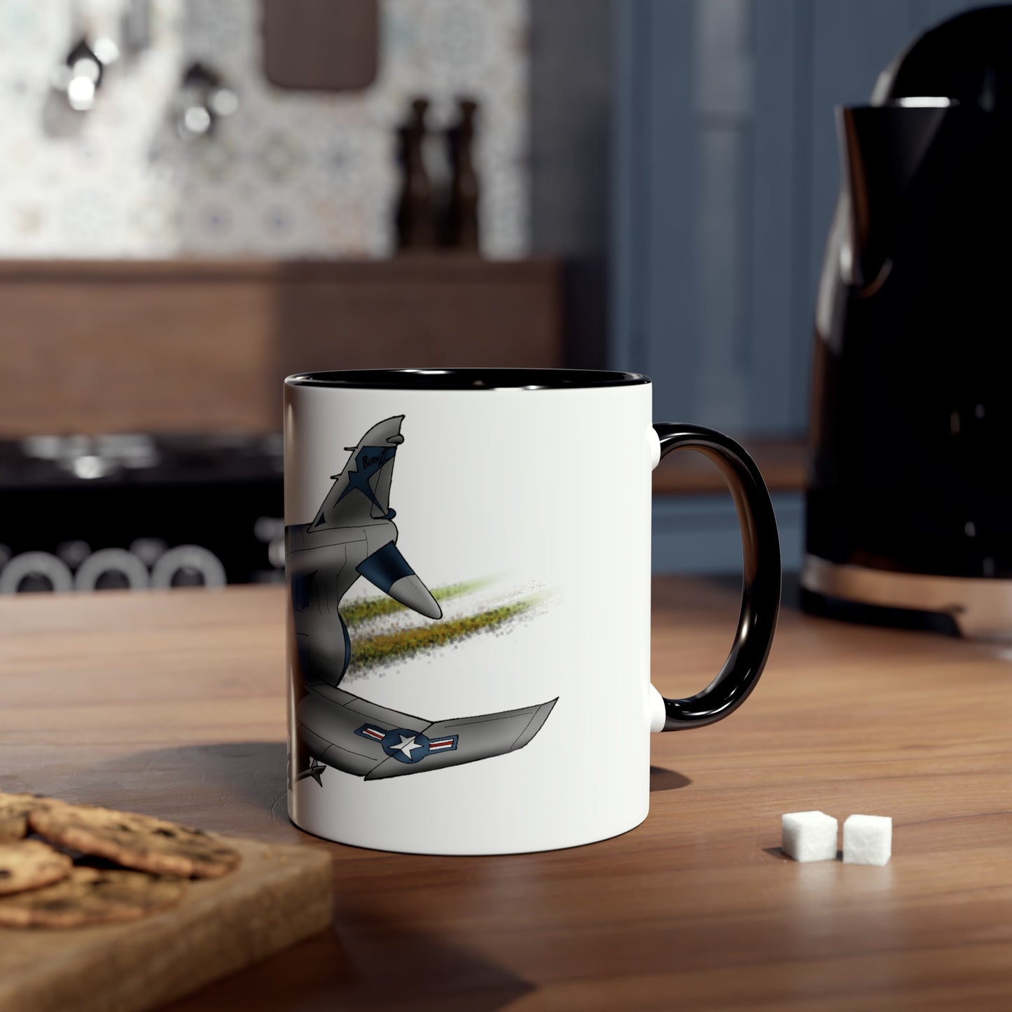 Phantom Fighter Jet Two-Tone Coffee Mugs, 11oz
