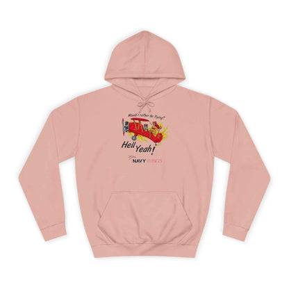 Vintage Red Airplane Hoodie — "Hell Yeah!" Graphic College Pullover
