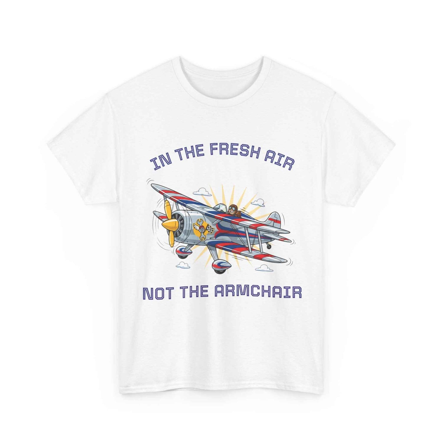 Aviation Adventure T‑Shirt — "In the Fresh Air, Not the Armchair" Vintage Biplane Tee