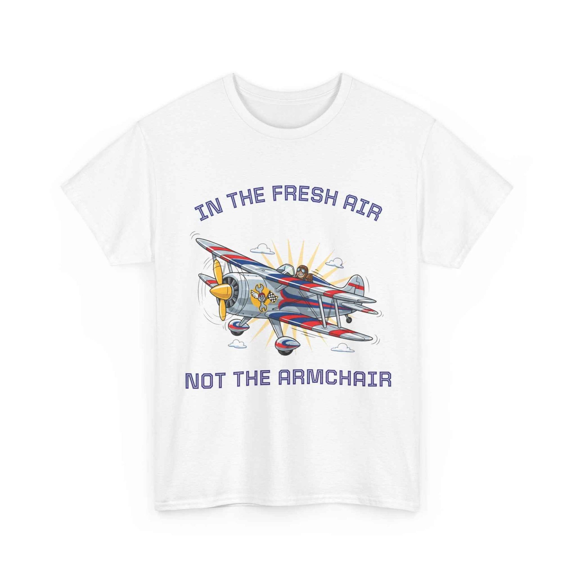 Aviation Adventure T‑Shirt — "In the Fresh Air, Not the Armchair" Vintage Biplane Tee