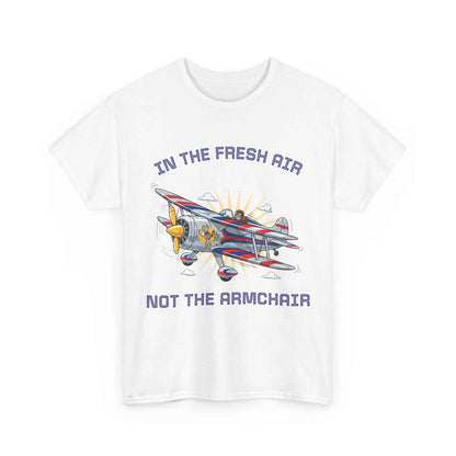 Aviation Adventure T‑Shirt — "In the Fresh Air, Not the Armchair" Vintage Biplane Tee
