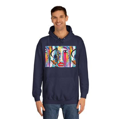 Abstract Colorful Face Hoodie — Vibrant Pop Art Graphic Pullover