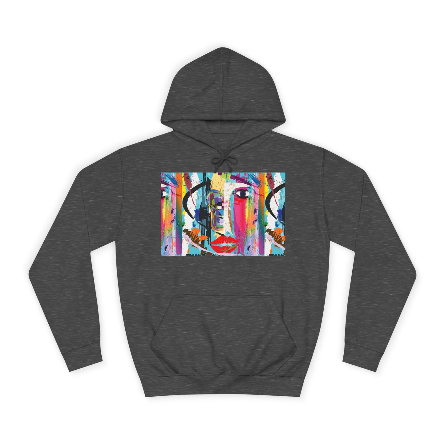 Abstract Colorful Face Hoodie — Vibrant Pop Art Graphic Pullover