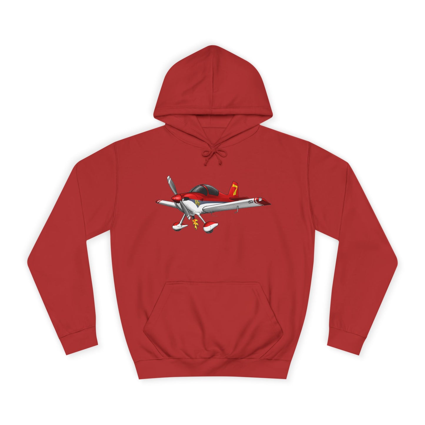 RV7 Aviation Hoodie — Small Red Aerobatic Aircraft Graphic