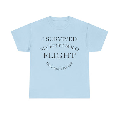 I Survived My First Solo Flight Unisex Heavy Cotton Tee