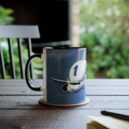 Beluga Airbus Cartoon Two-Tone Coffee Mugs, 11oz - Funky Aviation