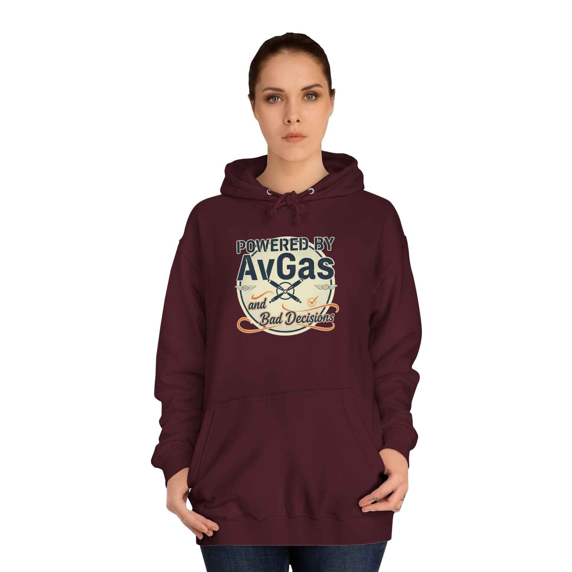 Powered by AvGas Hoodie — Vintage Pilot Aviation Sweatshirt