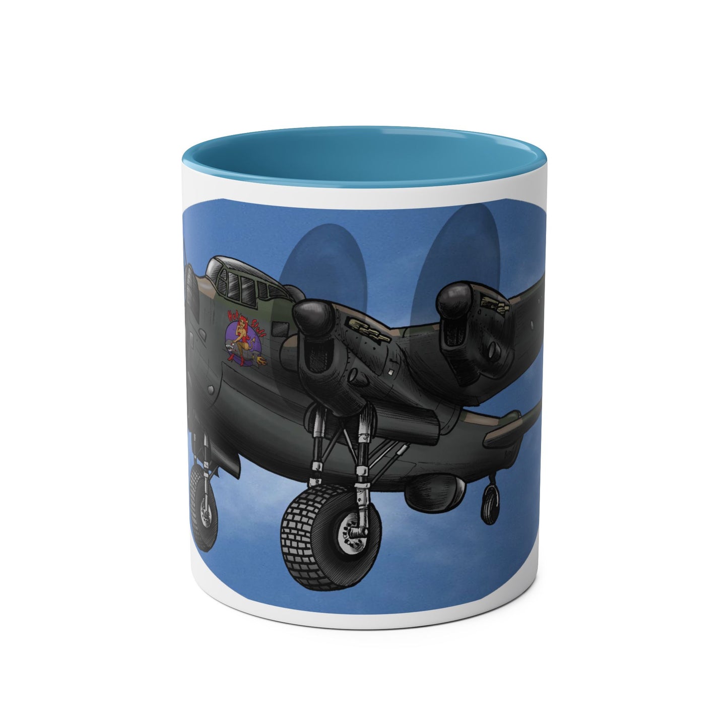WWII Bomber Two-Tone Coffee Mug — Vintage WWII Aircraft Gift