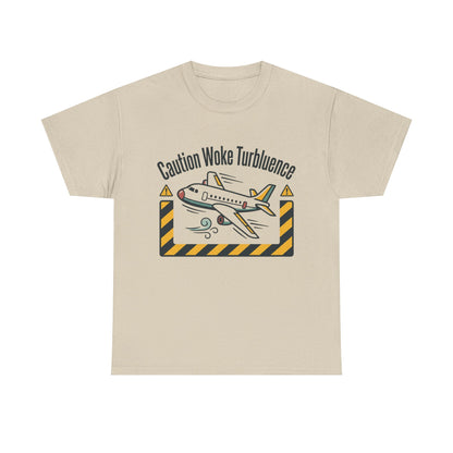 Caution Woke Turbulence Tee — Funny Travel Shirt for Aviation Fans