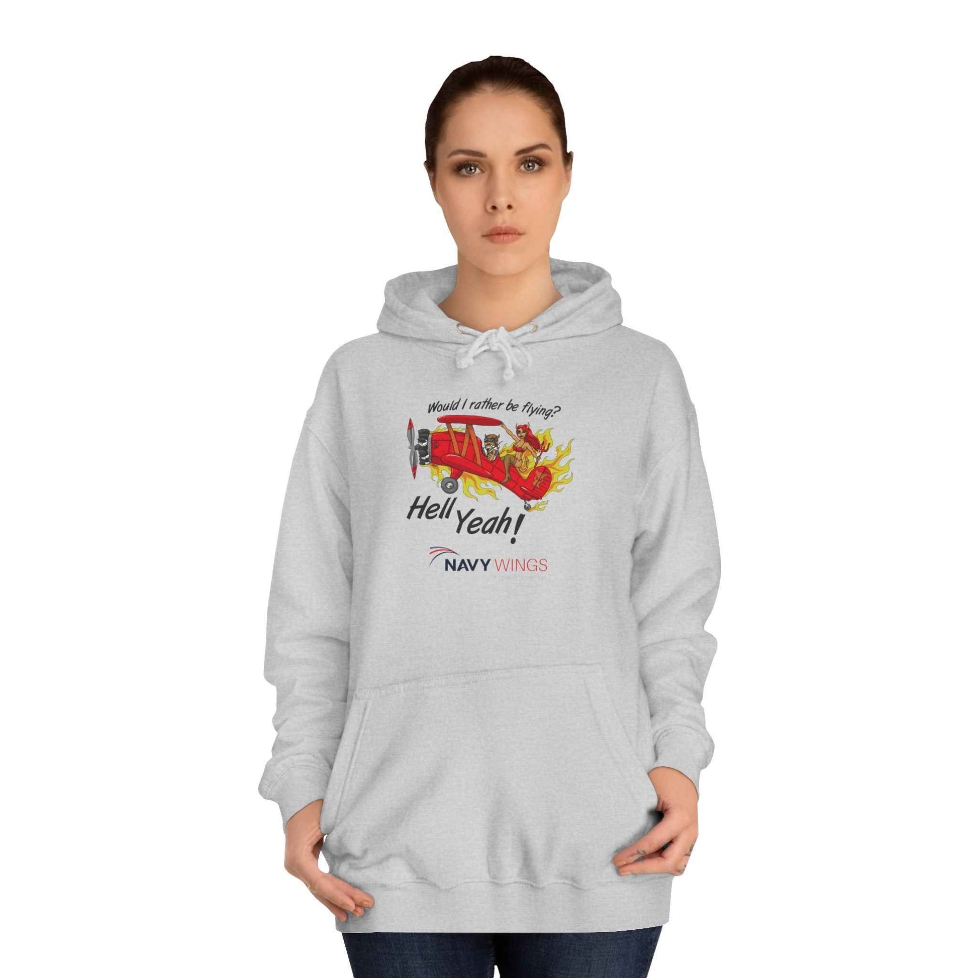 Vintage Red Airplane Hoodie — "Hell Yeah!" Graphic College Pullover