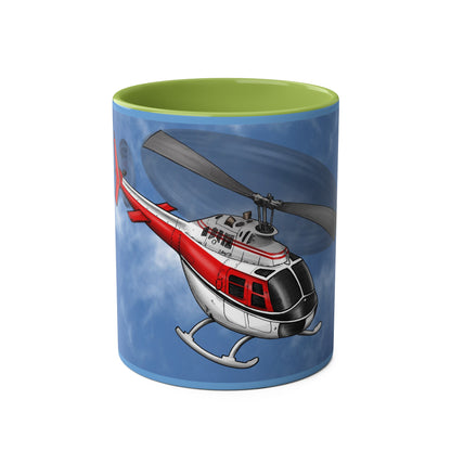 Bell Jet Ranger Helicopter Two-Tone Coffee Mugs, 11oz - Funky Aviation