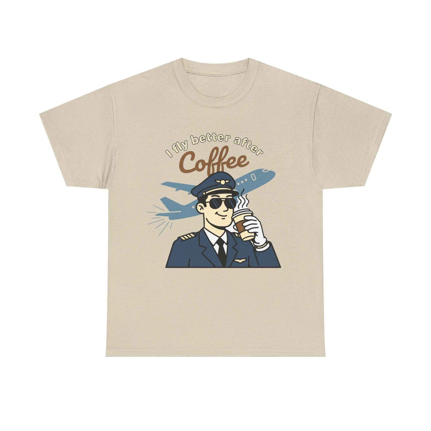 Pilot Coffee T‑Shirt — "I Fly Better After Coffee" Aviation Tee
