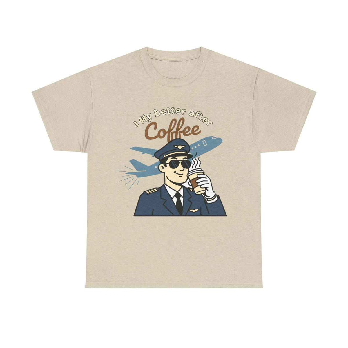 Pilot Coffee T‑Shirt — "I Fly Better After Coffee" Aviation Tee