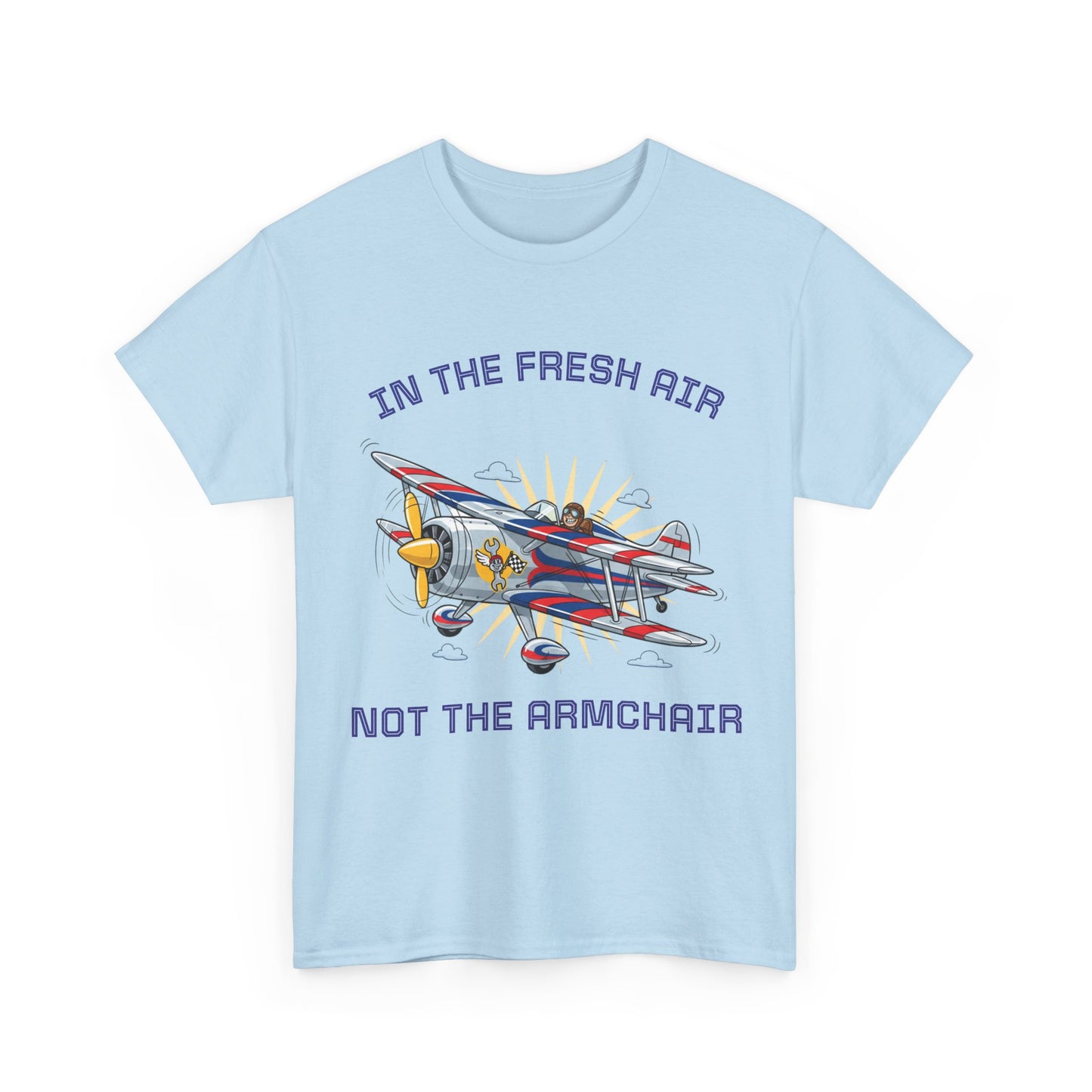 Aviation Vintage Biplane T-Shirt – "In the Fresh Air Not the Armchair" Retro Pilot Tee