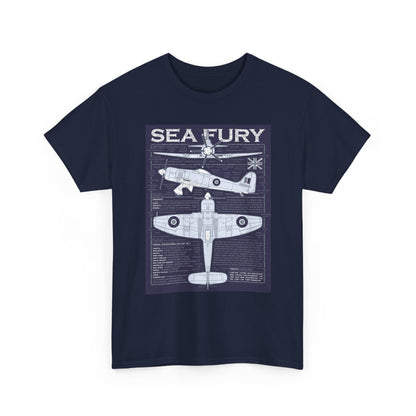 Sea Fury Blueprint Graphic Tee - Airplane Enthusiast Shirt, Aviation Gift, Unisex T-Shirt, Retro Style, Perfect for Pilots