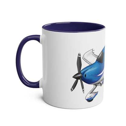 Cirrus Aircraft Hand drawn art Two-Tone Coffee Mugs, 11oz - Funky Aviation