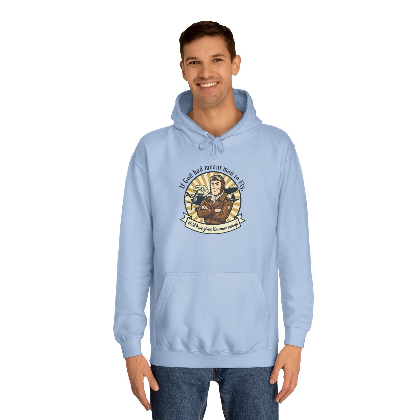 Aviator Retro College Hoodie — “I’ll Save You From The Storm” Vintage Pilot Graphic