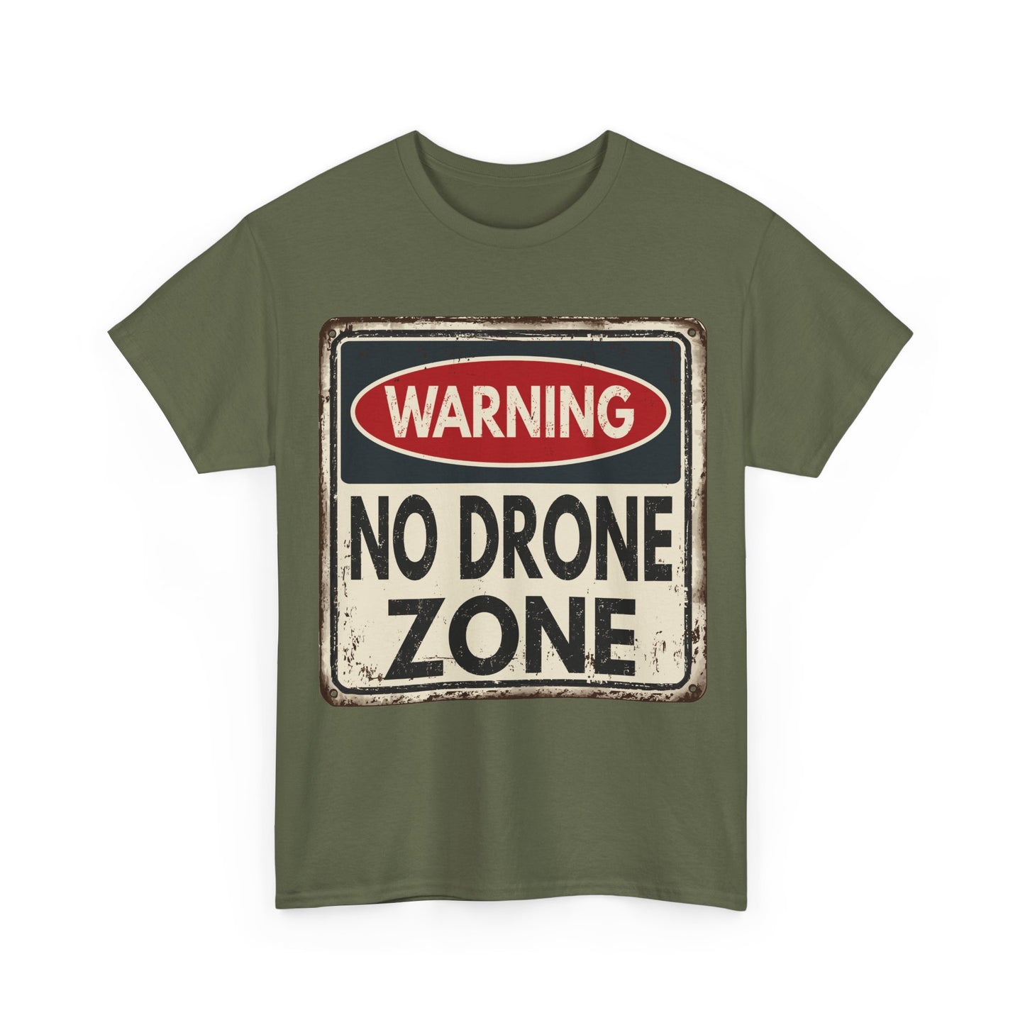 No Drone Zone T-Shirt — Vintage Warning Sign Tee