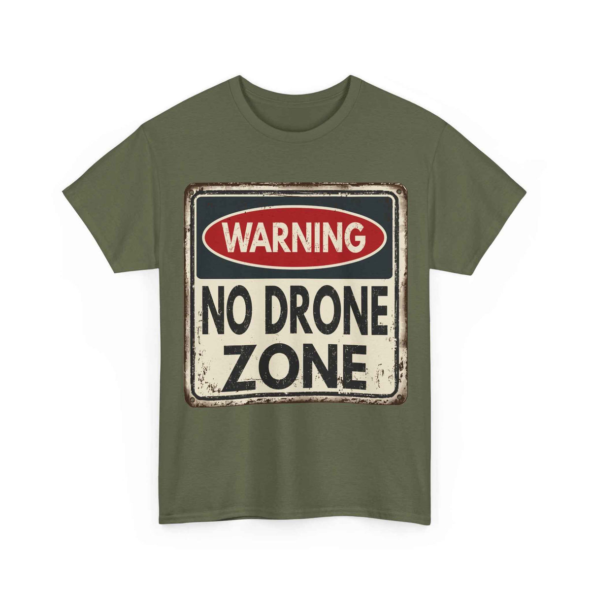 No Drone Zone T-Shirt — Vintage Warning Sign Tee