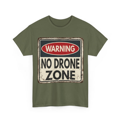 No Drone Zone T-Shirt — Vintage Warning Sign Tee
