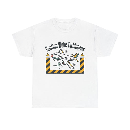 Caution Woke Turbulence Tee — Funny Travel Shirt for Aviation Fans