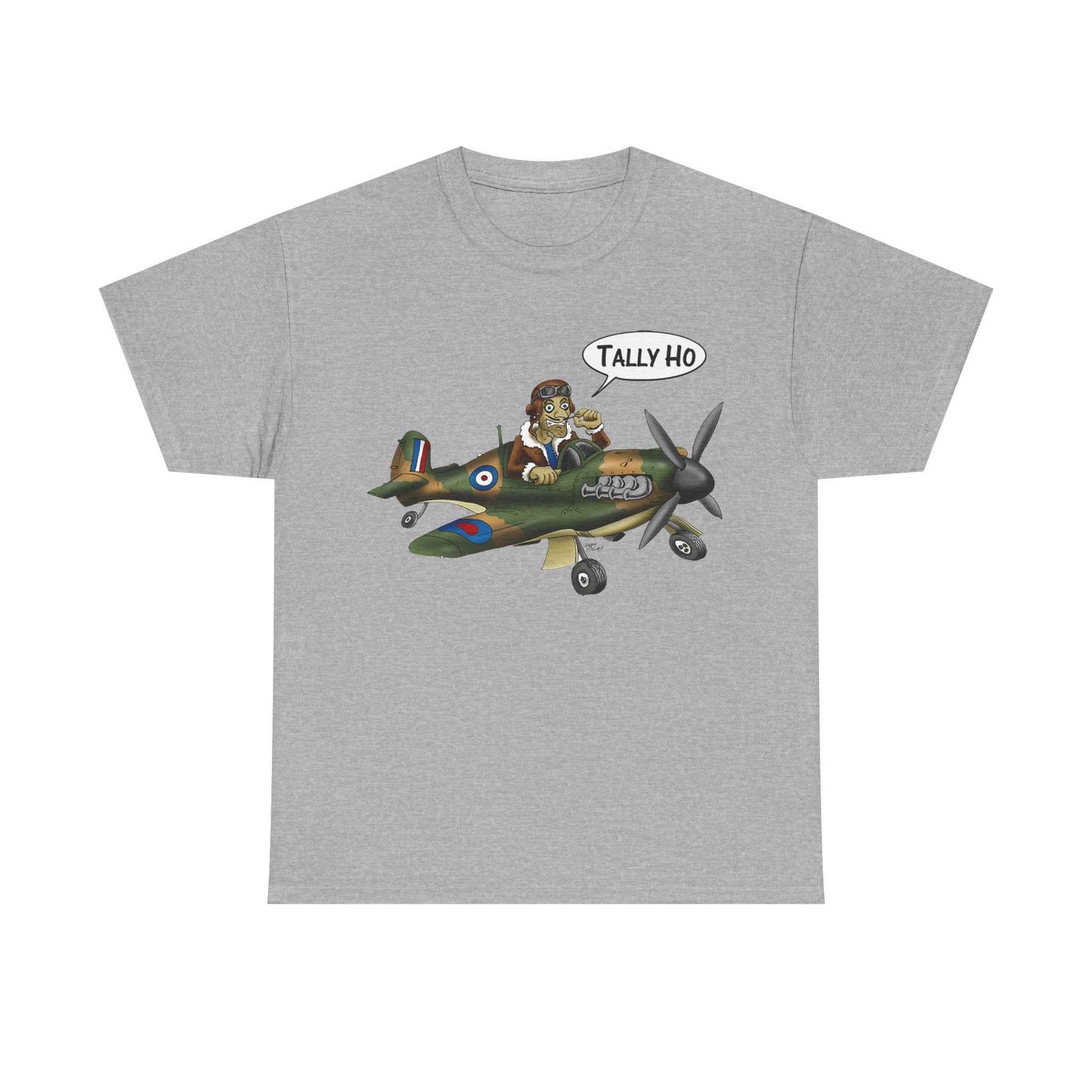 Tally Ho Spitfire Tee — Retro WWII Pilot Plane Graphic T-Shirt