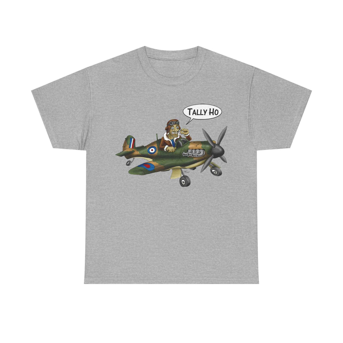 Tally Ho Spitfire Tee — Retro WWII Pilot Plane Graphic T-Shirt