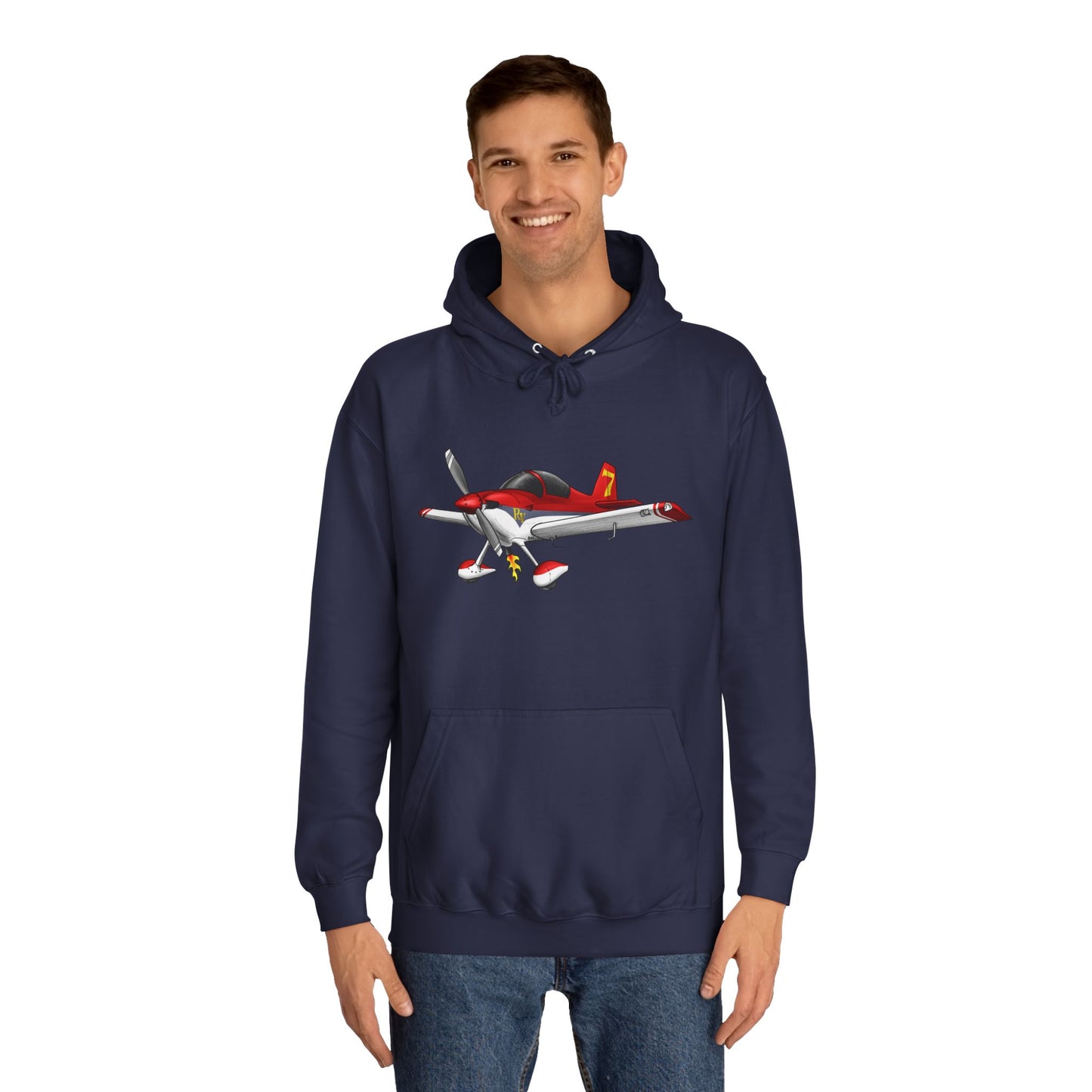 RV7 Aviation Hoodie — Small Red Aerobatic Aircraft Graphic