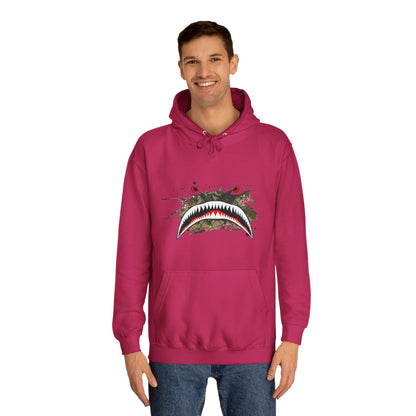 Sharks Teeth Nose Art Distressed Design Unisex College Hoodie - Funky Aviation