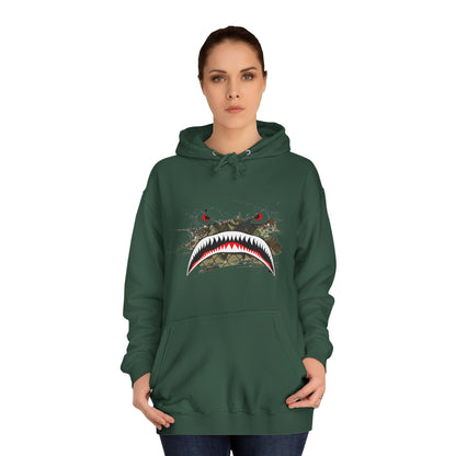 Sharks Teeth Nose Art Distressed Design Unisex College Hoodie - Funky Aviation