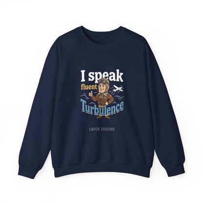 Aviation Crewneck Sweatshirt – "Fluent Turbulence" Vintage Pilot Graphic