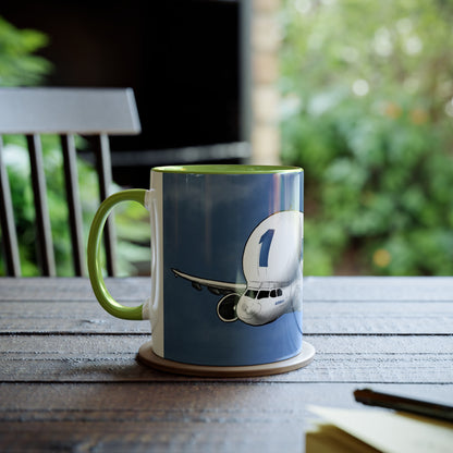 Beluga Airbus Cartoon Two-Tone Coffee Mugs, 11oz - Funky Aviation
