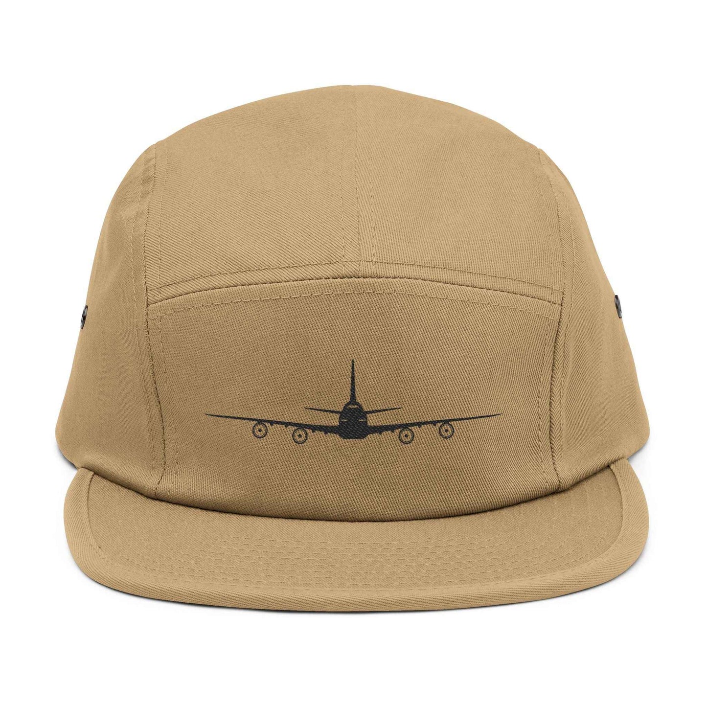 Embroidered Boeing 747‑8 Minimalist Aviation 5‑Panel Cap