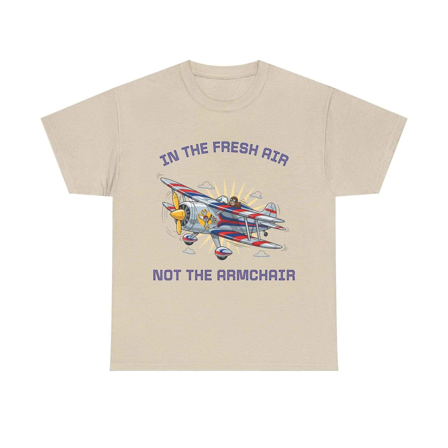 Aviation Adventure T‑Shirt — "In the Fresh Air, Not the Armchair" Vintage Biplane Tee