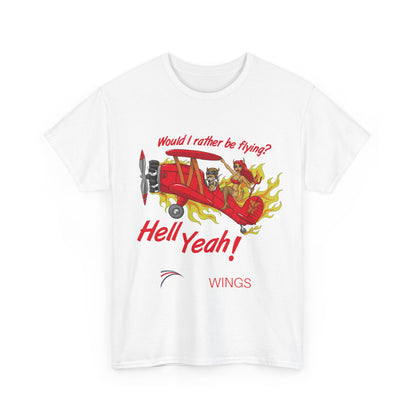 Hell Yeah! NAVY WINGS Vintage Red Plane Tee — "Would I Rather Be Flying?" Aviation Graphic Shirt