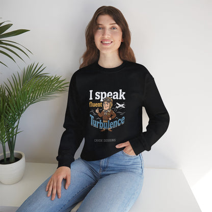 Aviation Crewneck Sweatshirt – "Fluent Turbulence" Vintage Pilot Graphic
