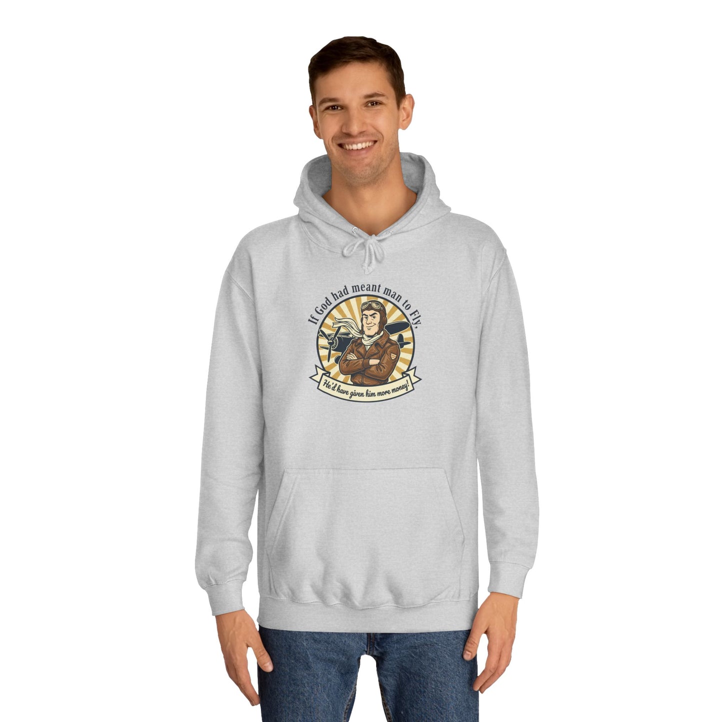 Aviator Retro College Hoodie — “I’ll Save You From The Storm” Vintage Pilot Graphic
