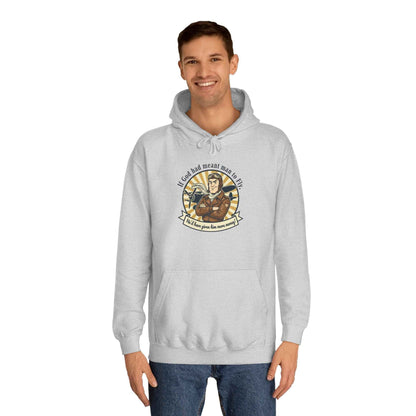 Aviator Retro College Hoodie — “I’ll Save You From The Storm” Vintage Pilot Graphic