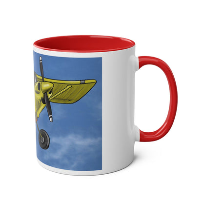 Super Yellow Cub Two-Tone Coffee Mugs, 11oz - Funky Aviation