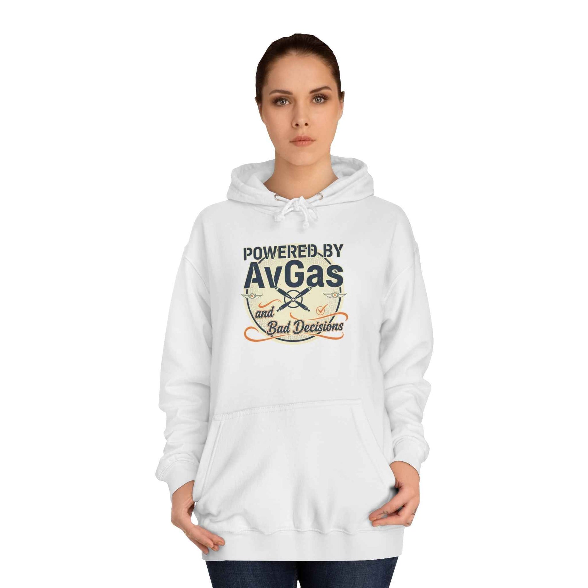 Powered by AvGas Hoodie — Vintage Pilot Aviation Sweatshirt