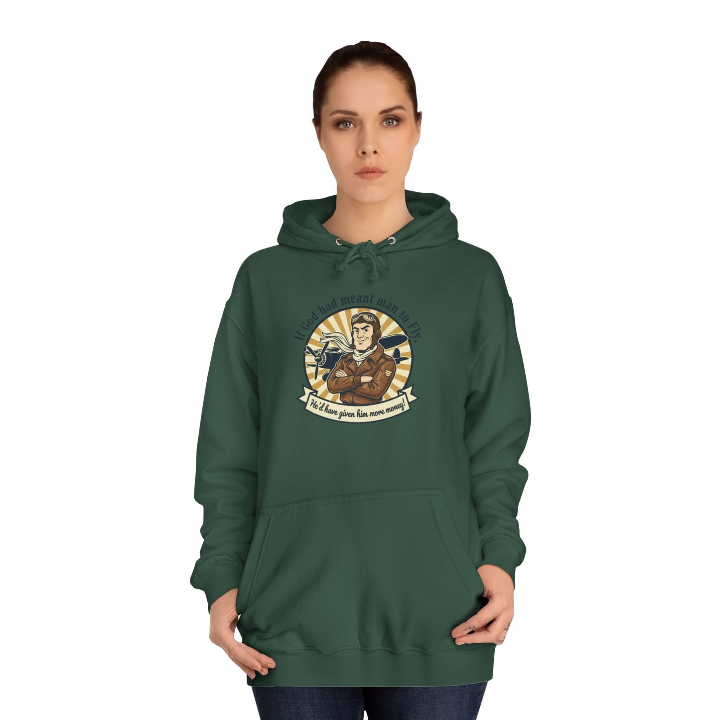 Aviator Retro College Hoodie — “I’ll Save You From The Storm” Vintage Pilot Graphic