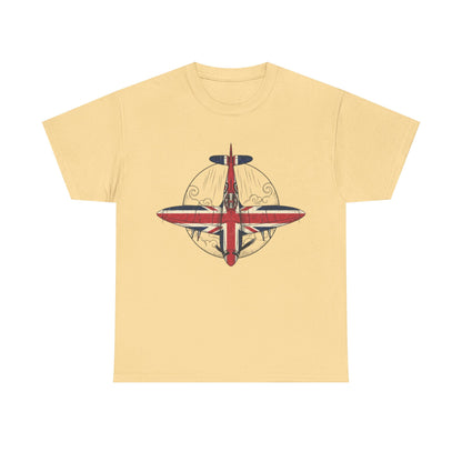 Vintage British Spitfire T-Shirt — Union Jack Warplane Graphic Tee