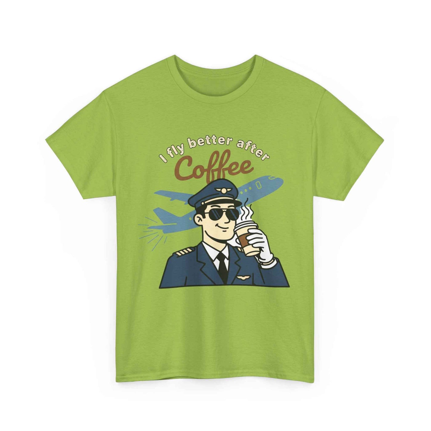 Pilot Coffee T‑Shirt — "I Fly Better After Coffee" Aviation Tee